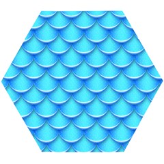 Blue Scale Pattern Wooden Puzzle Hexagon