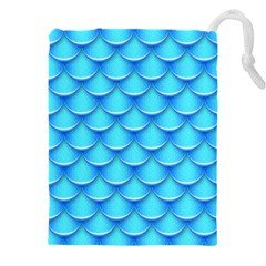 Blue Scale Pattern Drawstring Pouch (4xl)