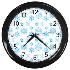 Snowflakes Pattern Wall Clock (black) by designsbymallika