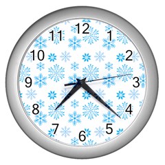 Snowflakes Pattern Wall Clock (silver) by designsbymallika