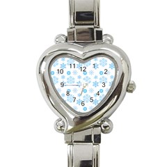 Snowflakes Pattern Heart Italian Charm Watch by designsbymallika