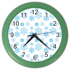 Snowflakes Pattern Color Wall Clock by designsbymallika