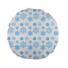 Snowflakes Pattern Standard 15  Premium Flano Round Cushions by designsbymallika