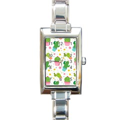 Cactus Pattern Rectangle Italian Charm Watch by designsbymallika