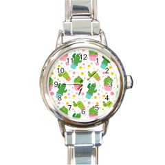 Cactus Pattern Round Italian Charm Watch by designsbymallika