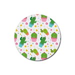 cactus pattern Rubber Coaster (Round)  Front