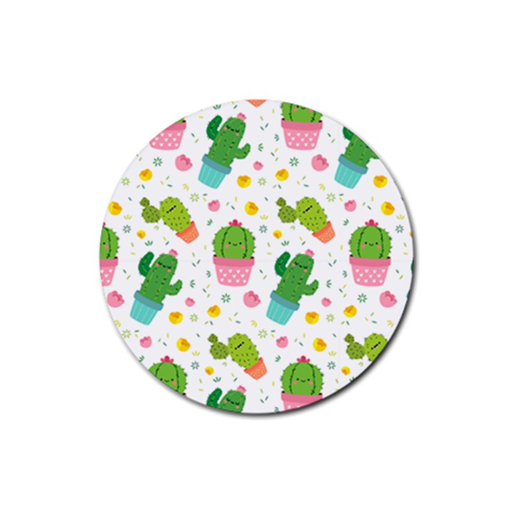 cactus pattern Rubber Round Coaster (4 pack) 