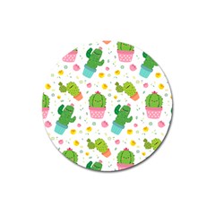 Cactus Pattern Magnet 3  (round) by designsbymallika