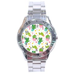 Cactus Pattern Stainless Steel Analogue Watch by designsbymallika