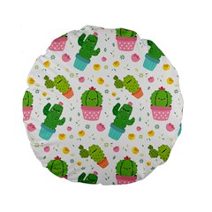 Cactus Pattern Standard 15  Premium Flano Round Cushions by designsbymallika