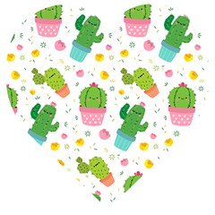 Cactus Pattern Wooden Puzzle Heart