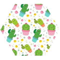 Cactus Pattern Wooden Puzzle Hexagon