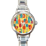 i love wine Round Italian Charm Watch Front