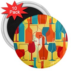 I Love Wine 3  Magnets (10 Pack)  by designsbymallika