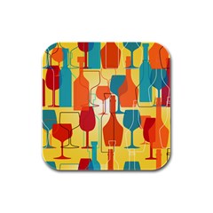 I Love Wine Rubber Square Coaster (4 Pack)  by designsbymallika