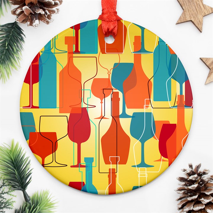 i love wine Round Ornament (Two Sides)