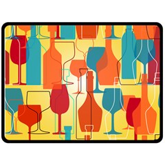 I Love Wine Fleece Blanket (large)  by designsbymallika