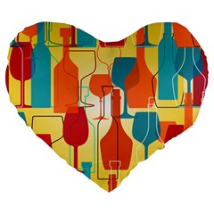 I Love Wine Large 19  Premium Heart Shape Cushions by designsbymallika