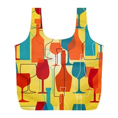 I Love Wine Full Print Recycle Bag (l) by designsbymallika