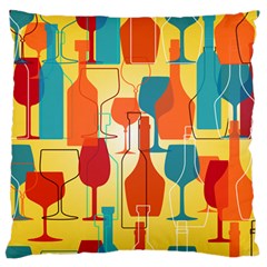 I Love Wine Large Flano Cushion Case (two Sides) by designsbymallika