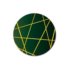 Golden Lines Pattern Rubber Coaster (round)  by designsbymallika