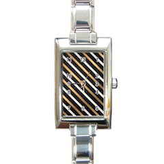 Metallic Stripes Pattern Rectangle Italian Charm Watch by designsbymallika