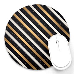 Metallic Stripes Pattern Round Mousepads by designsbymallika