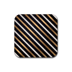 Metallic Stripes Pattern Rubber Coaster (square)  by designsbymallika