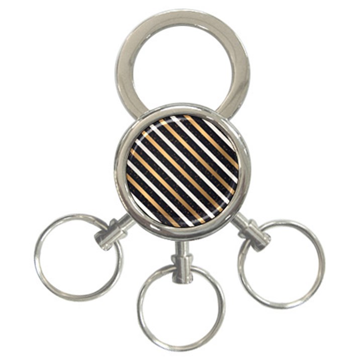 metallic stripes pattern 3-Ring Key Chain