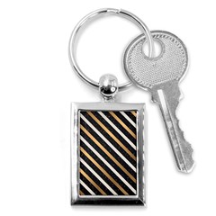 Metallic Stripes Pattern Key Chain (rectangle) by designsbymallika