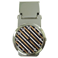 Metallic Stripes Pattern Money Clip Watches by designsbymallika