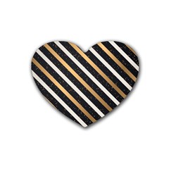 Metallic Stripes Pattern Rubber Coaster (heart)  by designsbymallika