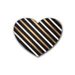 metallic stripes pattern Heart Coaster (4 pack)  Front