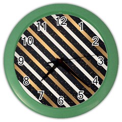 Metallic Stripes Pattern Color Wall Clock by designsbymallika