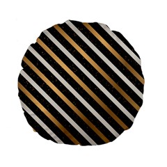 Metallic Stripes Pattern Standard 15  Premium Flano Round Cushions by designsbymallika