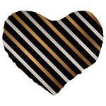 metallic stripes pattern Large 19  Premium Flano Heart Shape Cushions Front