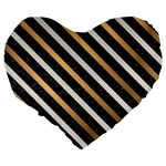 metallic stripes pattern Large 19  Premium Flano Heart Shape Cushions Back