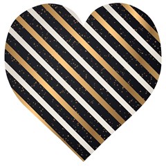 Metallic Stripes Pattern Wooden Puzzle Heart by designsbymallika