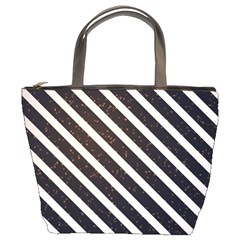 Silver Stripes Pattern Bucket Bag by designsbymallika