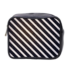 Silver Stripes Pattern Mini Toiletries Bag (two Sides) by designsbymallika