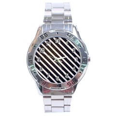 Silver Stripes Pattern Stainless Steel Analogue Watch by designsbymallika