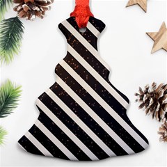 Silver Stripes Pattern Christmas Tree Ornament (two Sides) by designsbymallika