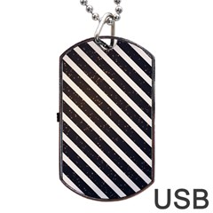 Silver Stripes Pattern Dog Tag Usb Flash (two Sides) by designsbymallika