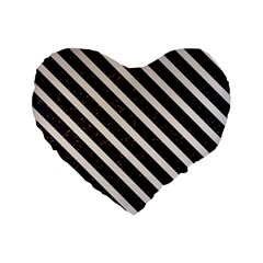 Silver Stripes Pattern Standard 16  Premium Heart Shape Cushions