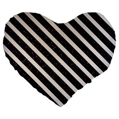 Silver Stripes Pattern Large 19  Premium Heart Shape Cushions by designsbymallika