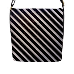 Silver Stripes Pattern Flap Closure Messenger Bag (l) by designsbymallika