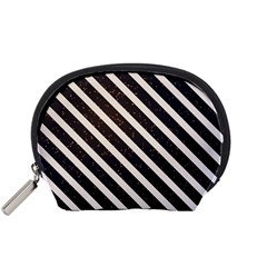 Silver Stripes Pattern Accessory Pouch (small) by designsbymallika