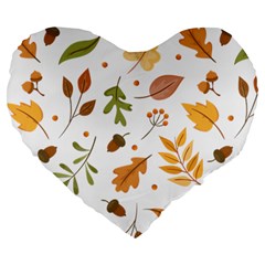 Autumn Love Large 19  Premium Flano Heart Shape Cushions by designsbymallika