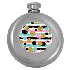 Stripes Pattern Round Hip Flask (5 Oz) by designsbymallika