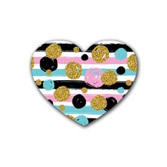 Stripes Pattern Heart Coaster (4 Pack)  by designsbymallika